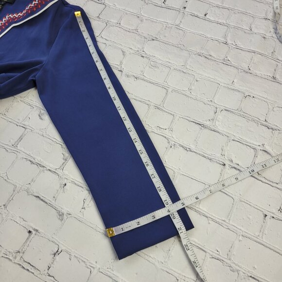Laundry by Shelli Segal navy blue shirt dress embroidered neckline size S - Picture 8 of 15